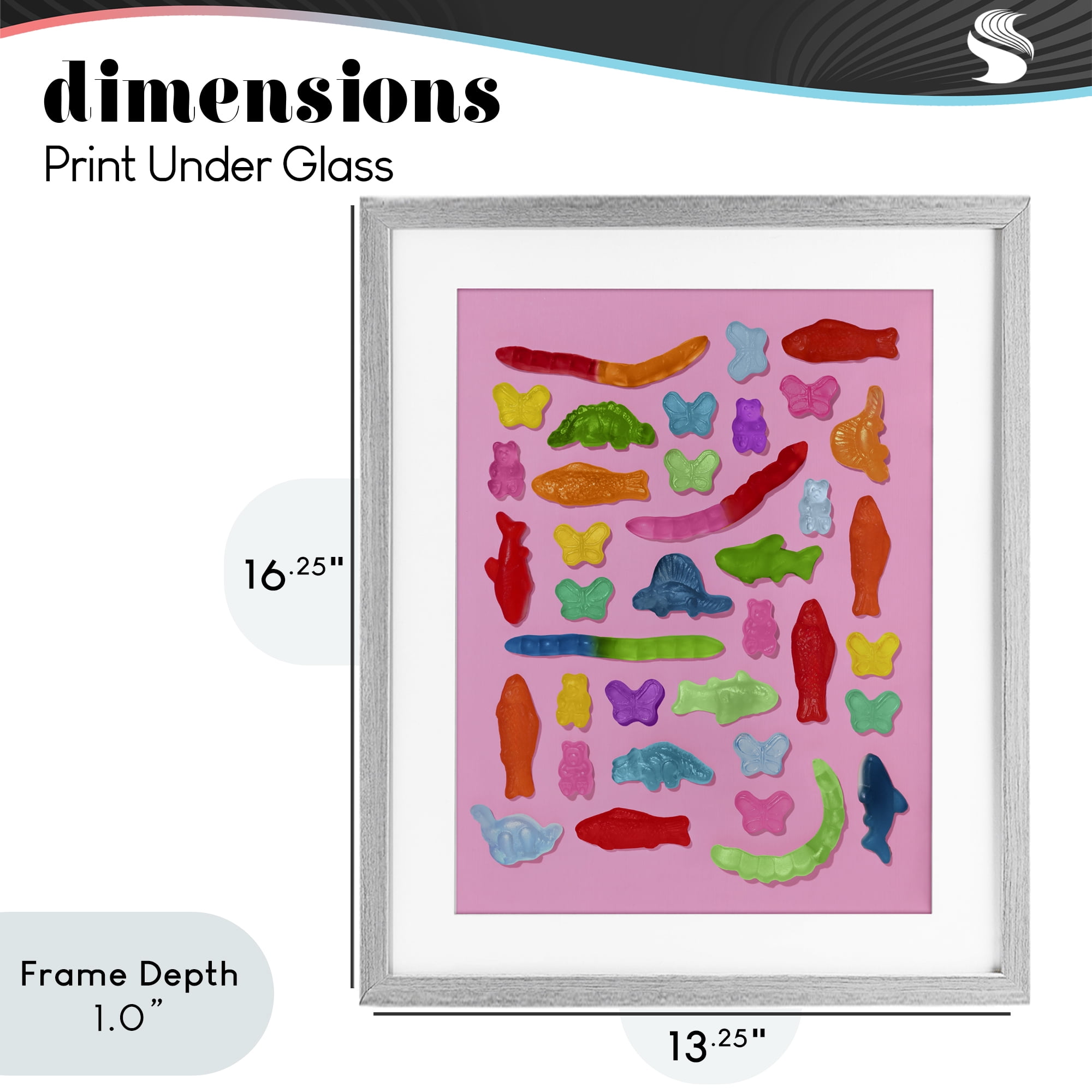 Stupell Industries Pink Gummy Animal Collage Gray Framed Print Under Glass, design by LISH Creative