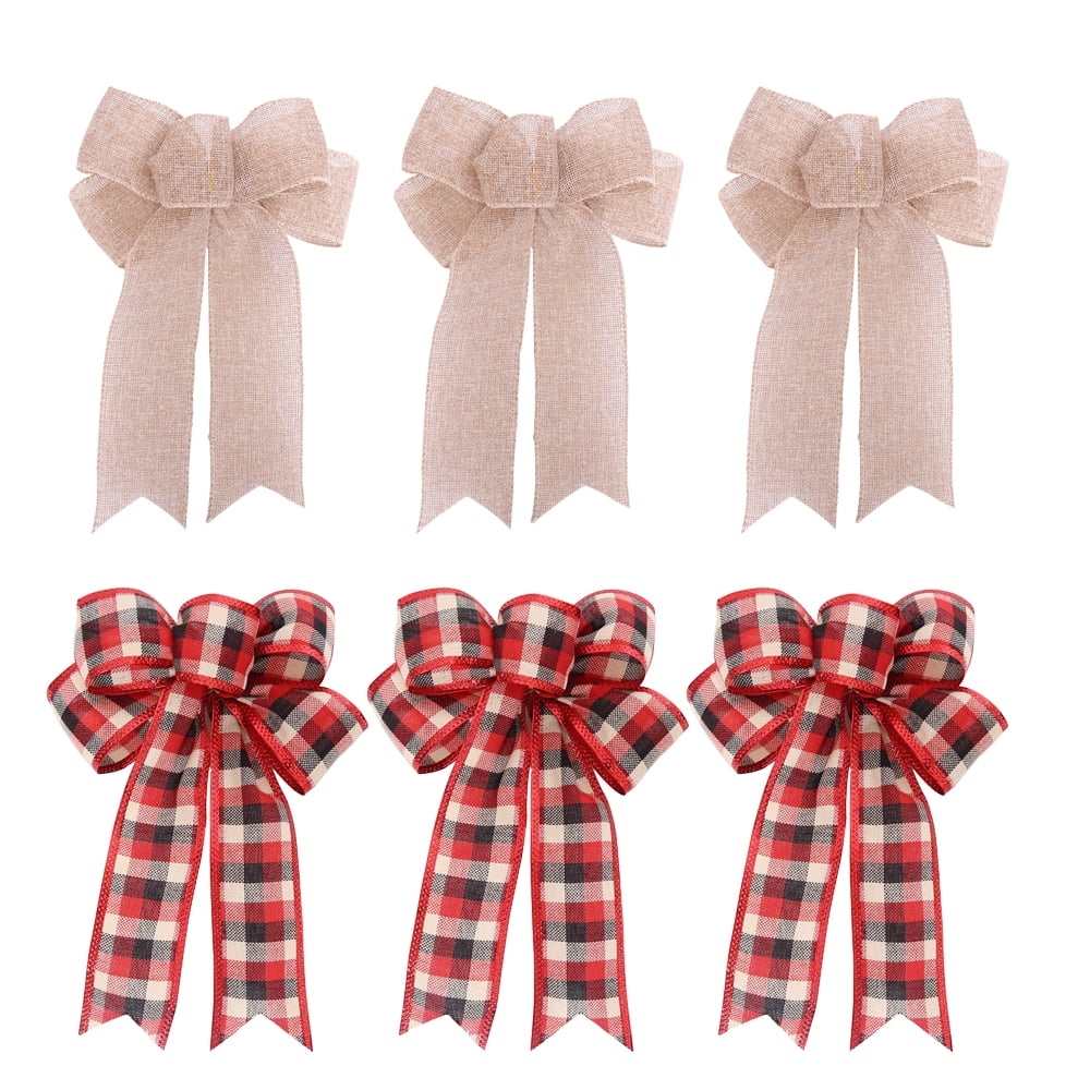 6 Pack Christmas Bows Outdoor Decorations, Large Christmas Tree Topper