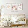 thumbnail image 2 of Hieng Nursery Canvas Wall Art Boho Cute Kids Room Pictures Wall Decor Pink Sun Rainbow Hearts Posters Painting Prints For Children Toddlers Baby Girl Bedroom Girls Room（Only canvas）, 2 of 6