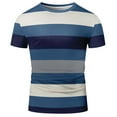 thumbnail image 4 of LODIENY Mens Striped T-Shirts Lightweight Quick Dry Summer Short Sleeve Stretch Crewneck Athletic Workout Tees Tops Loose Fit Casual Color Block Sport Outdoor Beach Tshirt Blue#03 XXL, 4 of 4
