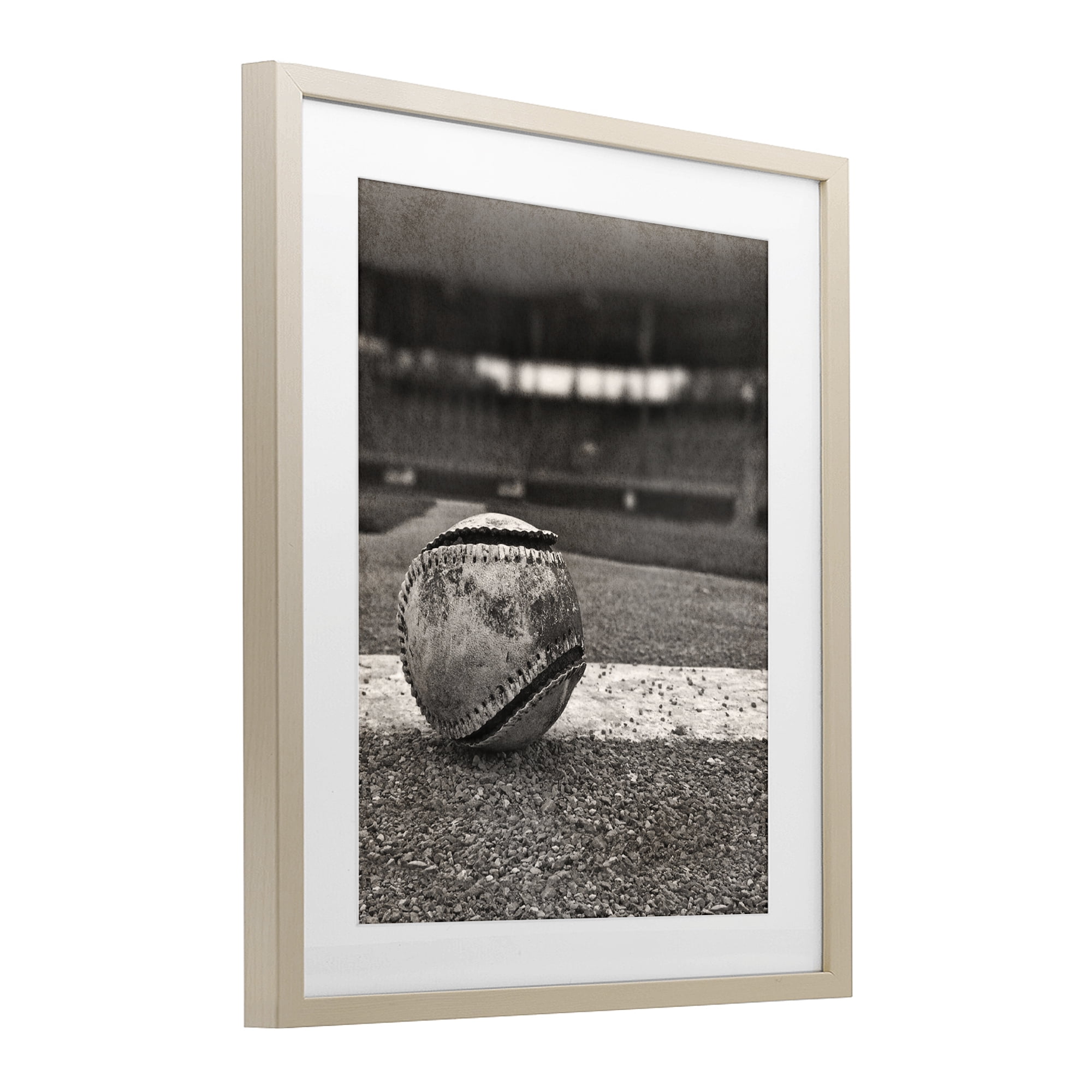 Stupell Industries Vintage Sports Weathered Baseball Birch Framed Print Under Glass, design by Marcus Prime
