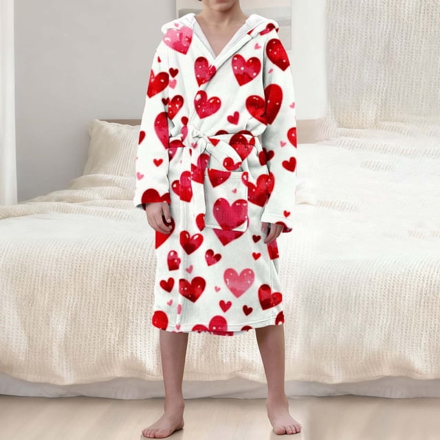 Ropa de cama Ropa infantil Albornoz grueso con capucha alargado Pijamas de terciopelo para niñas Camisón de poliéster para niñas