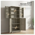 thumbnail image 6 of Farmhouse Kitchen Pantry Cabinet, 72” Tall with Barn Doors, 4 Adjustable Shelves, 8 Door Racks, Gray Wash - Kitchen Storage Organizer, 6 of 9
