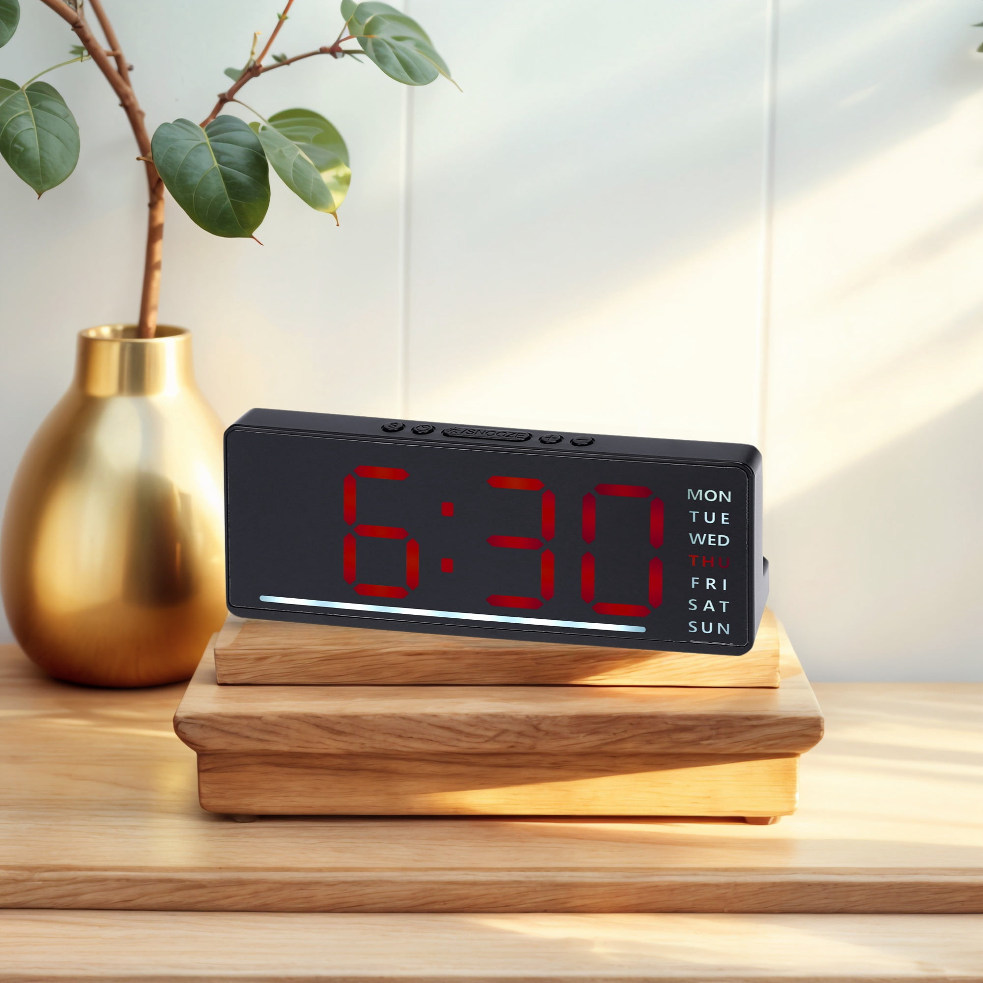Unique Bargains 2 Pcs Digital Dual Alarm Clock 6.1 x 2.4 x 1 in Red/Orange