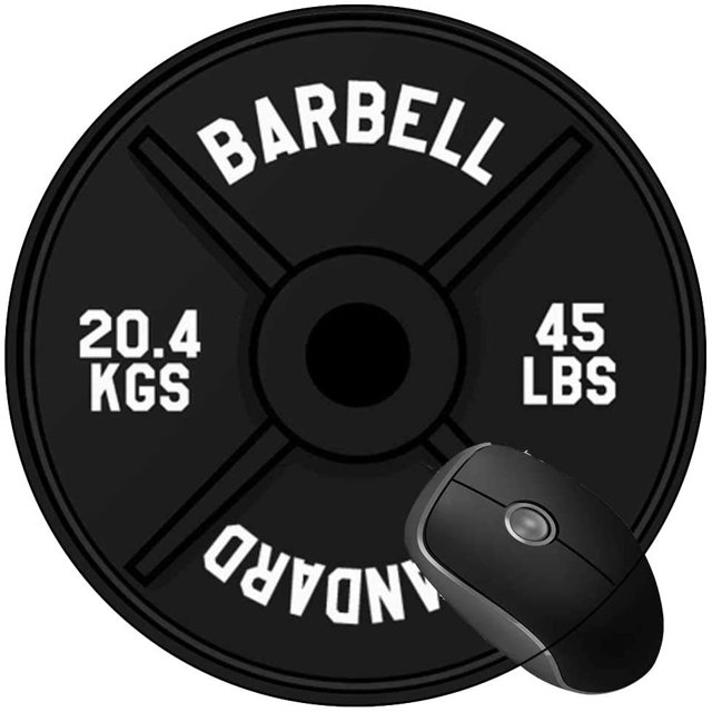 Mouse Pad Barbell Plate Weight Lifting, Round Mousepad, Non-Slip Rubber Base Mouse Mat for Laptop and Computer