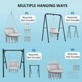 thumbnail image 6 of Spaco Hammock Swing Chair with Large Cushion, Macrame Hanging Chair with Chain and Steel Frame for Patio, Beach, Gray, 6 of 11