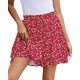 thumbnail image 1 of Pantalones cortos SimpleFun Y2K de chifón con volantes florales para mujer, color rojo, 1 of 6