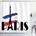 thumbnail image 1 of Ambesonne Hipster Shower Curtain, Paris Eiffel Tower Image, 69"Wx70"L, Black Navy Blue Red, 1 of 3