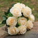 thumbnail image 4 of Ramo de flores de rosas artificiales banquete de boda nupcial tela de seda ramo de rosas falsas, champán 11 cabezas Advancent HA6516-05B, 4 of 6