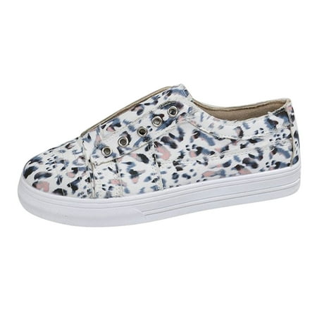 

nsendm Womens Shoes Casual Summer Ladies Fashion Leopard Print Flat Shoes Low Business Casual Shoes for Women Wedges Shoes White 8