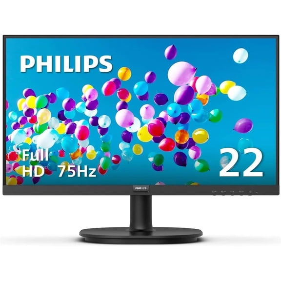 Restored Philips 221V8L 22 inch Class Thin Full HD (1920 x 1080) Monitor, 75Hz Refresh Rate, VESA, HDMI x1, VGA x1, Adaptive Sync (Refurbished)