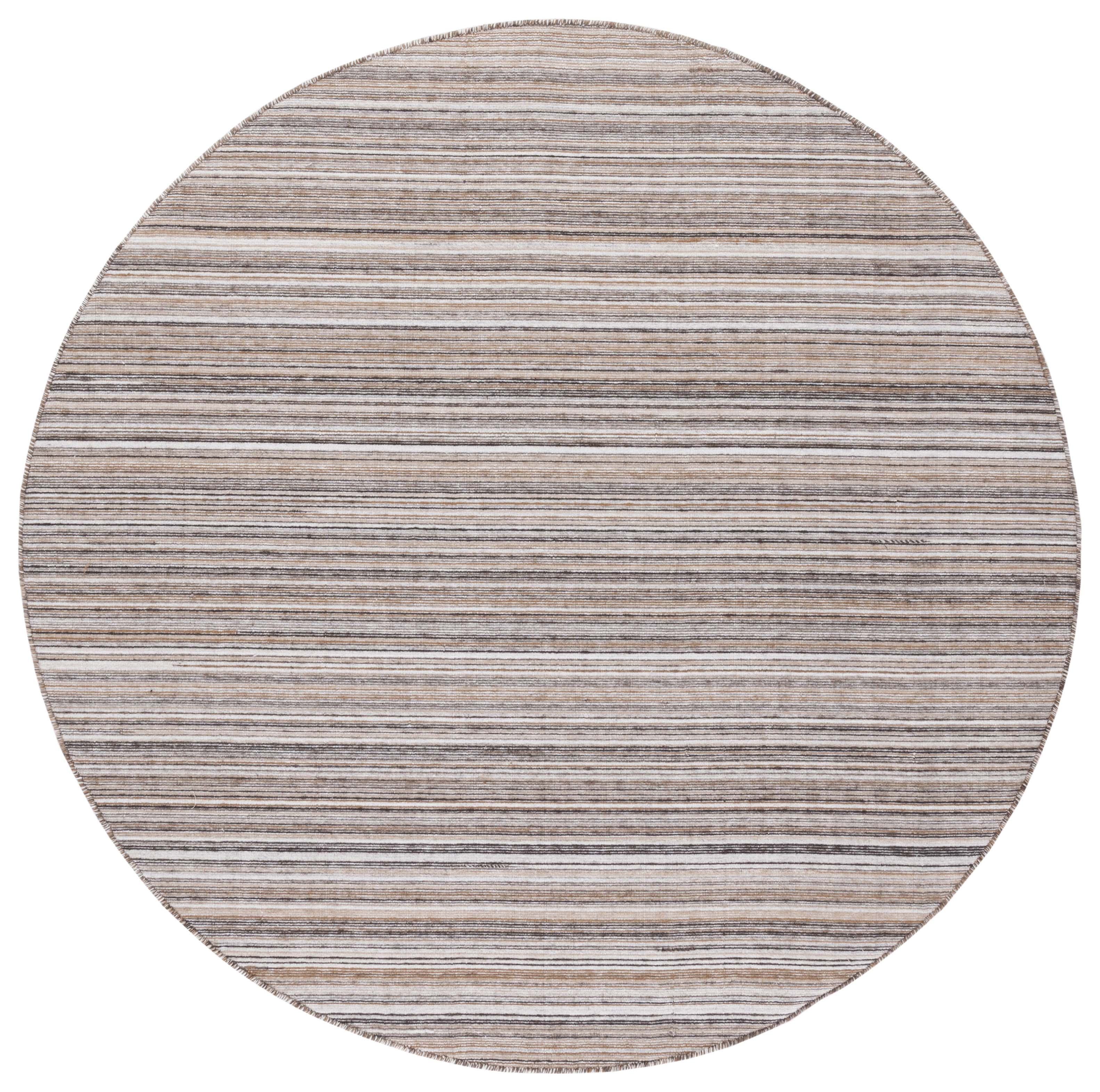 Safavieh Kilim Xaviera Striped Polyester Area Rug, Brown/Yellow, 6' x 6' Round