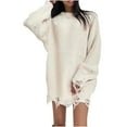 thumbnail image 2 of Qertyioot Cardigans pour Femmes, Mode pour Femmes Col Rond Mi-Long Tricoté Haut à Manches Longues Veste, 2 of 5