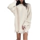 thumbnail image 2 of Suéter de cuello redondo para mujer, moda de cuello redondo, suéter de punto medio largo de manga larga, chaqueta superior, suéter para mujer, 2 of 5