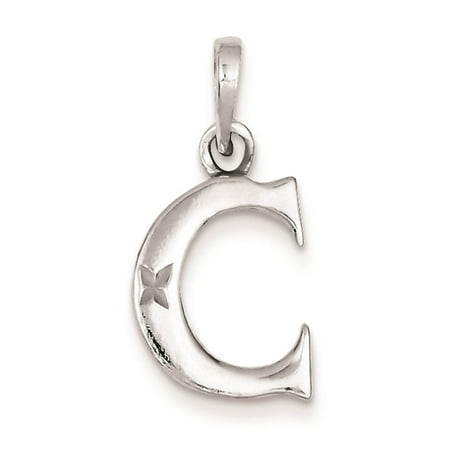 925 Sterling Silver Polished & Diamond-Cut Initial Letter 'C' Charm Pendant