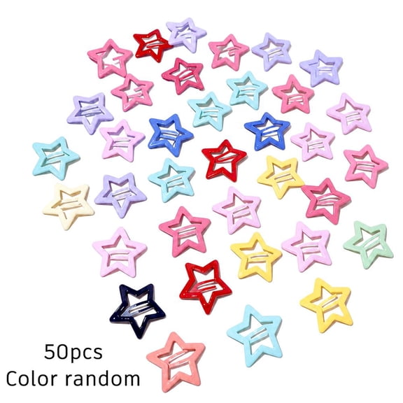 50pcs Star Hair Clips, Colorful Metal Hairpins for Girls, Assorted Star Hair Accessories for Party, Birthday, School and Daily Hairstyles