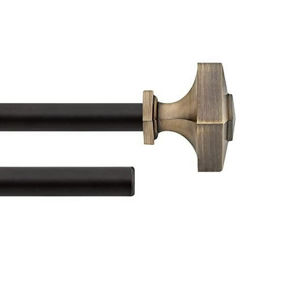 Deco Window 72 to 144 Inches Adjustable Double Curtain Rod for Windows with Square Finials & Bracket Set (19mm Diameter)