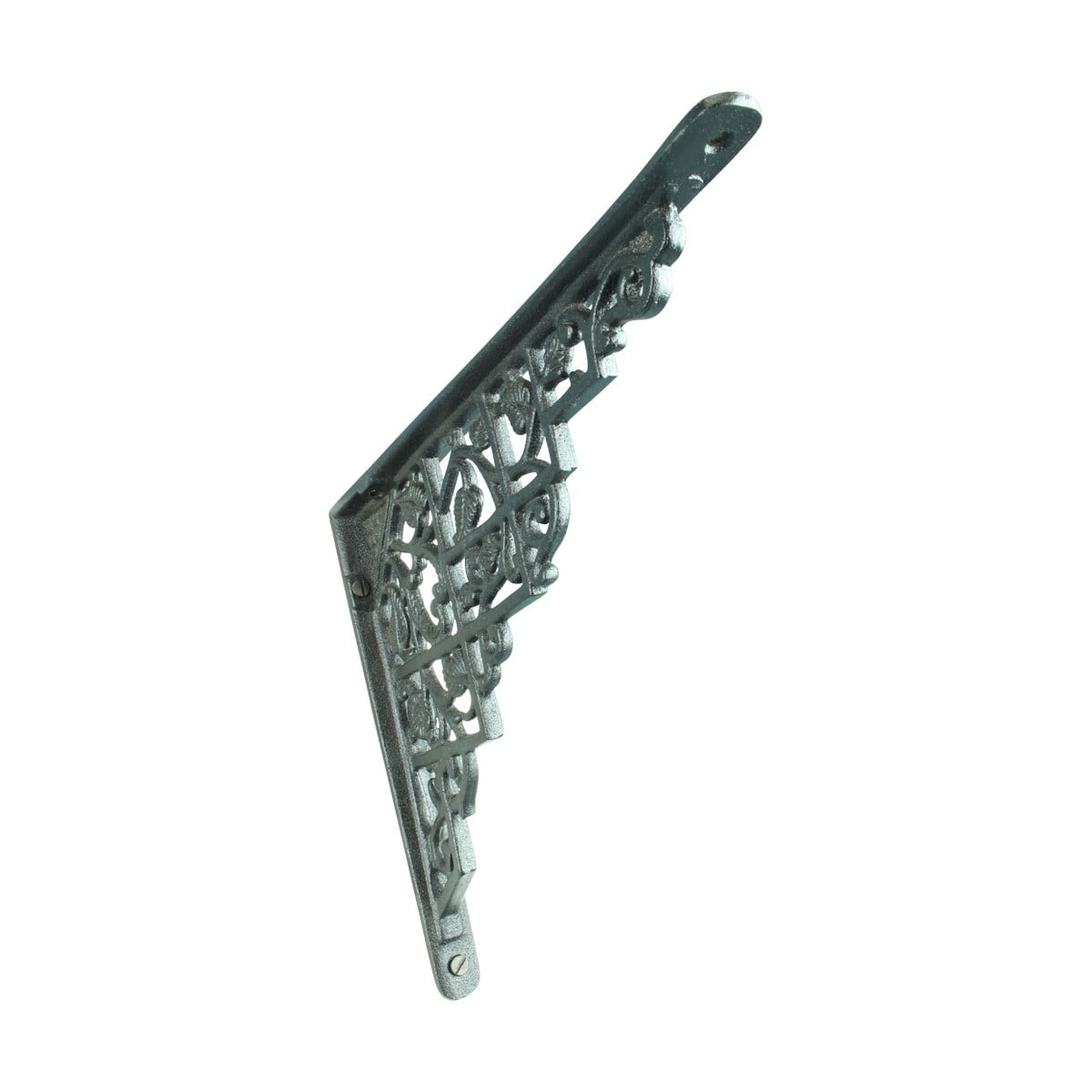 Renovators Supply Floating Shelf Brackets Pair 7" x 8-3/4" Black Aluminum Floral Design Brackets for Shelves w/Screws