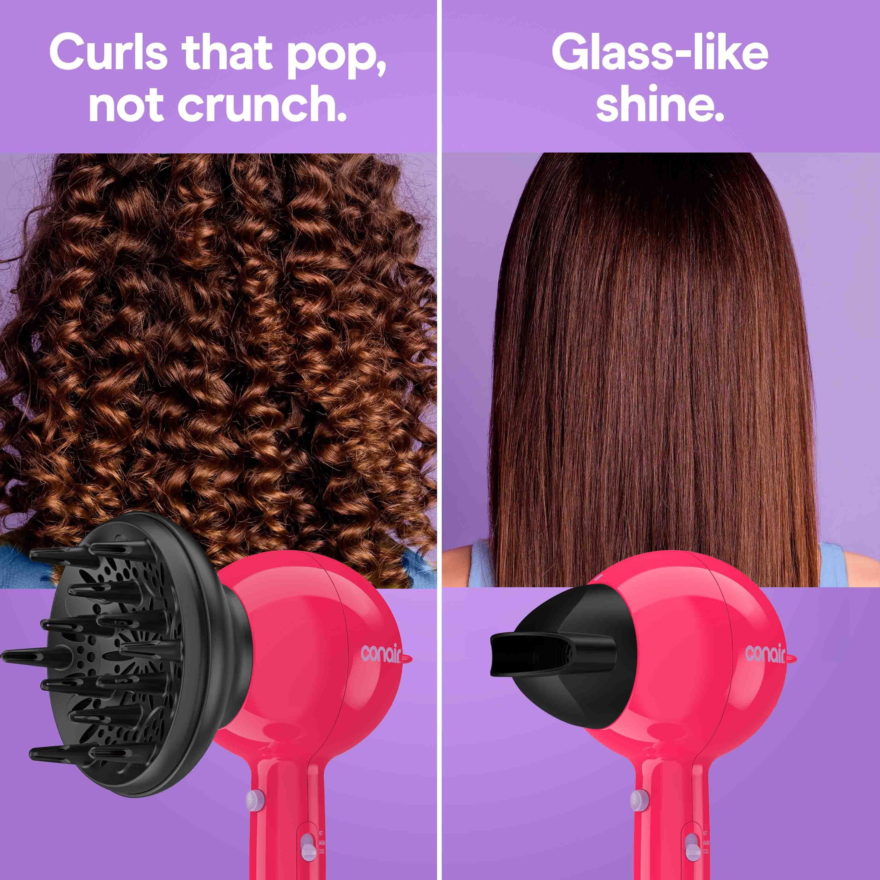 Conair Cake Pop Hair Dryer with Diffuser & Concentrator Attachments, Berry, 1 Count