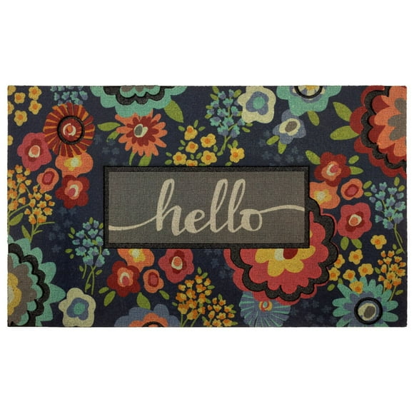 Mainstays Floral Hello Polyester Door Mat 18x30