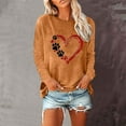thumbnail image 2 of Trendy Sweatshirts Womens Long Sleeve Crew Neck Dog Paws Love Heart Print Pullover Tee Shirt Fall Winter Tops (XL, Orange), 2 of 4