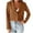 Brown, variant on IROINNID Women's Blouson Jacket Long Sleeve Solid Color Notch Lapel Deep-V Neck Outwear, Loose Business Attire Lapel Slim Fit Short Cardigan Jacket