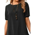 thumbnail image 3 of Gvmfive Womens Cotton Linen Casual T-shirt Dress Short Sleeve Ruufled Dress, 3 of 4