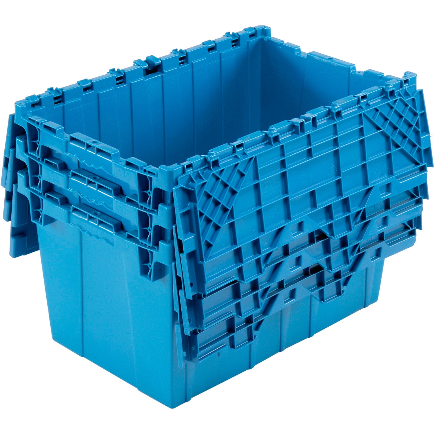 Monoflo Global Industrial Plastic Attached Lid Shipping & Storage Container, 25 1/4x16 1/4x13 3/4, Gray
