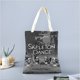 thumbnail image 2 of Spooky Skeleton Family Dancing Bolso de tela con estampado de lienzo para mujer, bolsa de compras reutilizable y estética, con cremallera interior, regalo para mujer,40*45cm., 2 of 6