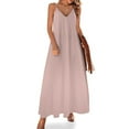 thumbnail image 2 of Rose Gold Solid Color Sleeveless Dress chic and elegant evening dress summer outfits for women, 2 of 6
