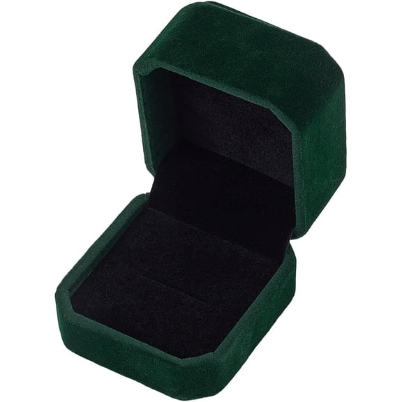 Dark Green Ring Box Stud Earring Box Small Mini Velvet Vintage Necklace Rings Jewelry Keepsake Boxes Case Packages for Women Men Wedding Proposals Ceremony Travel Gifts Supplies Green