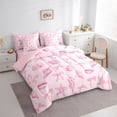 thumbnail image 2 of jejeloiu Pink Bowknot Bow 7-Piece Twin Bedding Sets,Cute Bowtie Ribbon Bedding Comforter Set For Girls Women Reversible, 2 of 7