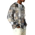 thumbnail image 4 of Nokdvo Waffle Shirts for Men Long Sleeve Sherpa Plaid 1/4 Button Up Henley Casual Sweaters Fall Winter Quilted Knit Solid Color Loose Tops,White M, 4 of 6