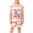 thumbnail image 5 of ITSAME Toddler Boys Girls Outfit 2-Piece Knit Cotton Short Sleeve Top and Shorts Kids Comfy Casual Set Pink Size 3T, 5 of 8