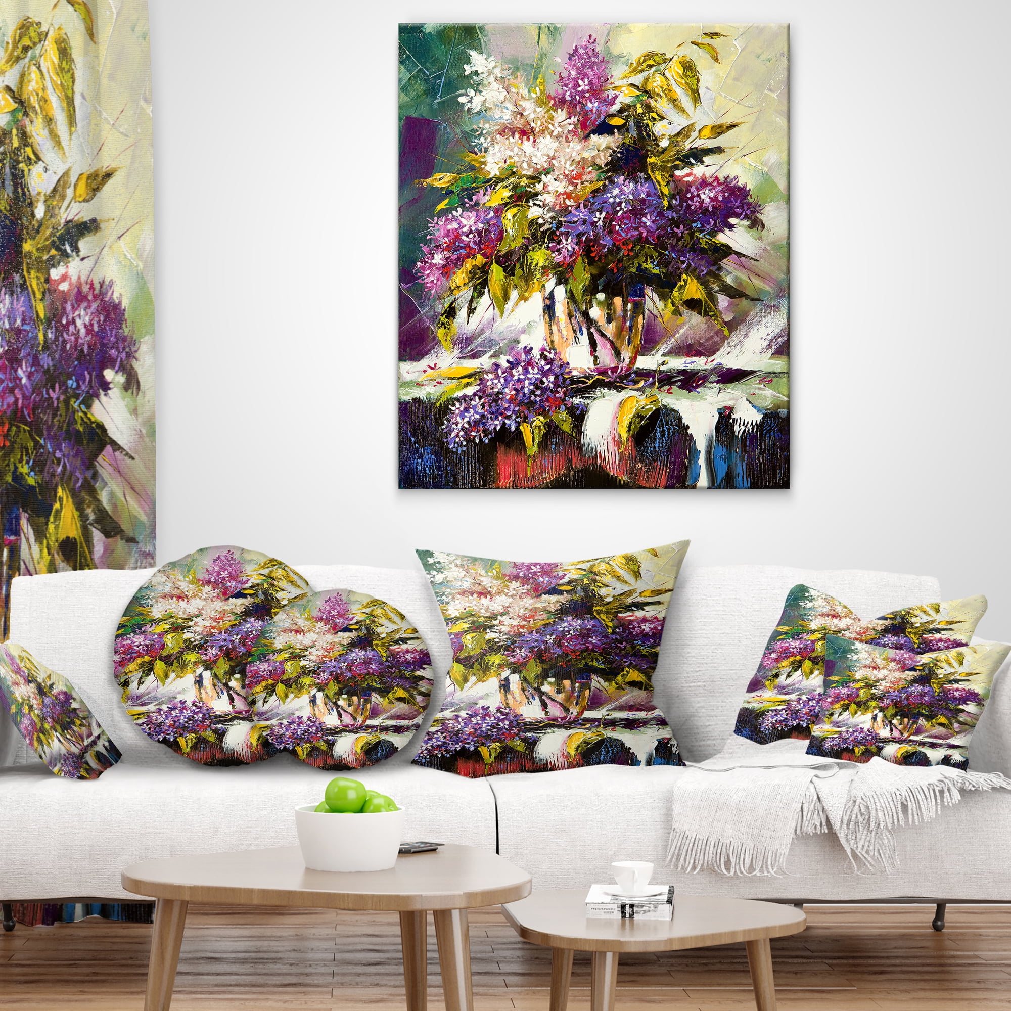Designart Lilac Bouquet in a Vase - Floral Throw Pillow - 16x16