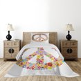 thumbnail image 4 of Ambesonne Hippie Quilted Coverlet 2 Pcs, Floral Peace, Twin Size, Multicolor, 4 of 5
