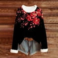 thumbnail image 5 of Ounisa Womens Tops Autumn Winter Pullover Sweater Loose Casual Long Sleeved Round Neck Floral Pattern Shacket Blouse, 5 of 5