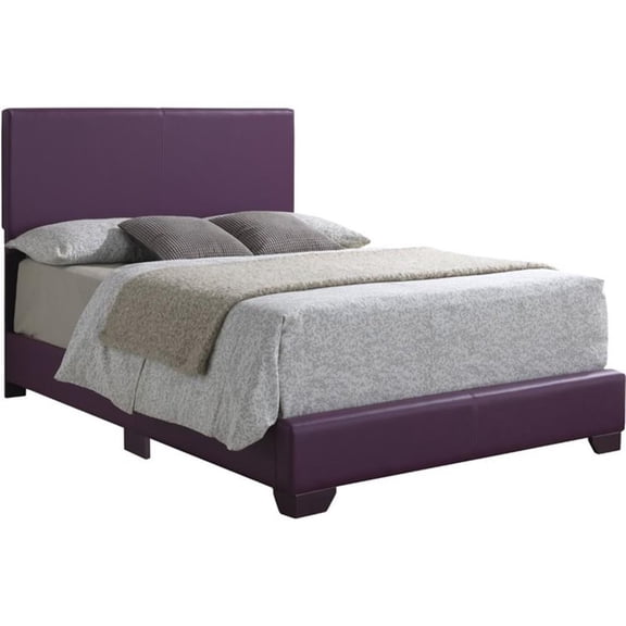Maklaine Modern Durable Faux Leather Upholstered Full Bed in Purple