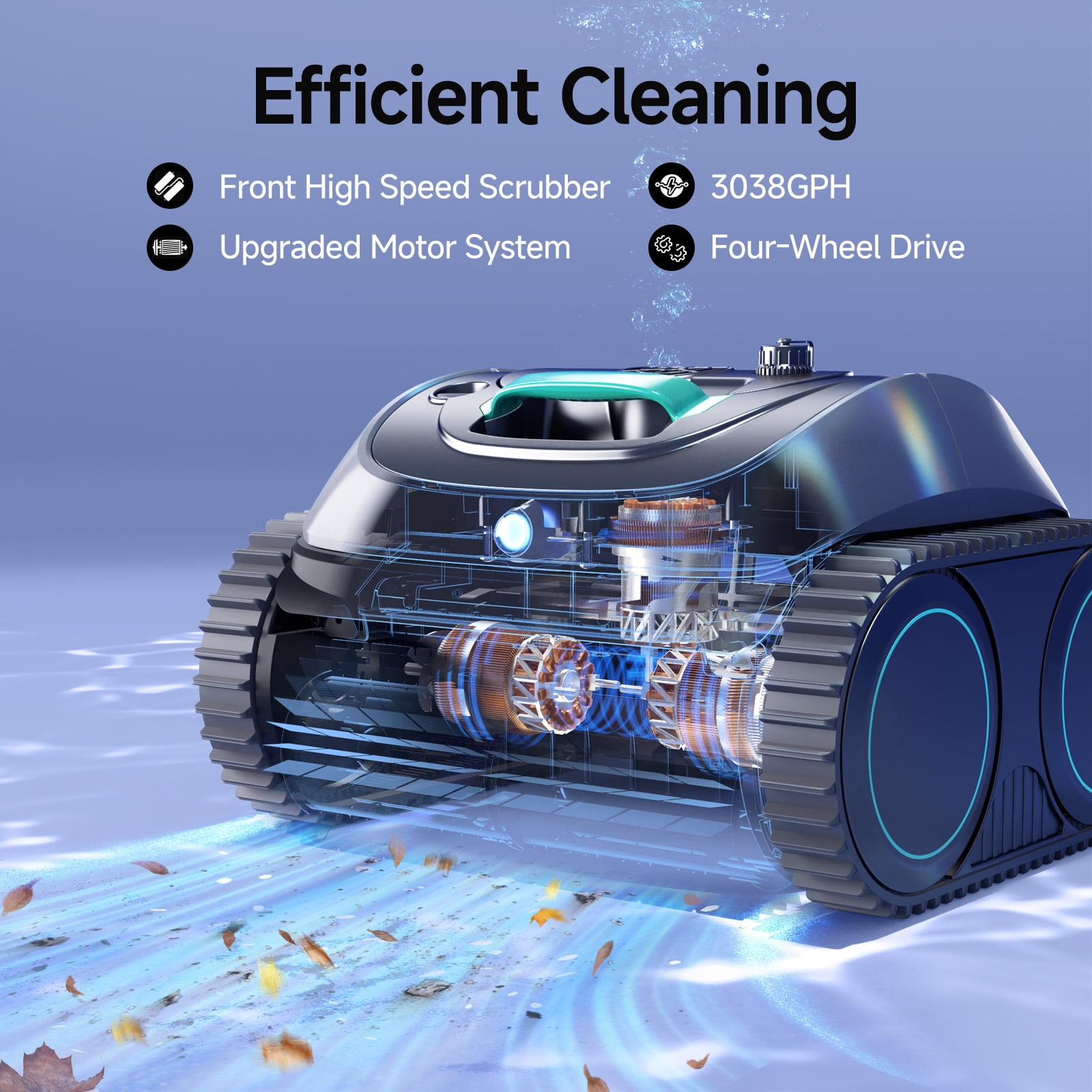 WYBOT C1 Cordless Robotic Pool Cleaner for Inground Pools, Above Ground Pool Cleaner 4-in-1 Wall & Waterline Cleaning, Up to 1,614sq.ft, 150mins Smart Navigation, Smart Phone App