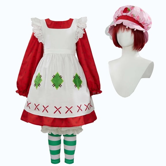 [Officially Licensed] Strawberry Shortcake Girls Costume Set for Halloween, S