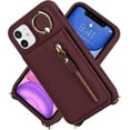 thumbnail image 5 of iPhone 11 Case for Women with Card Holder, iPhone 11 Phone Case Wallet with Strap,Crossbody Lanyard Cases with Credit Card Slots Kickstand with Ring Holder Stand Case,6.1 Inch,Burgundy, 5 of 15