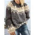 thumbnail image 3 of Suéter Fair para Mujer, Estilo Vintage, Grueso, de Cuello Redondo y Larga, de Punto, de Mohair, Cálido y de Gran Tamaño. Gris XXXL, 3 of 4