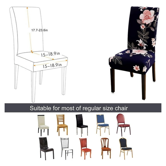 Housses de Chaise Lot de 4, Housses de Chaise de Cuisine Amovibles et Lavables pour Salle à Manger, Hôtel, Fleur