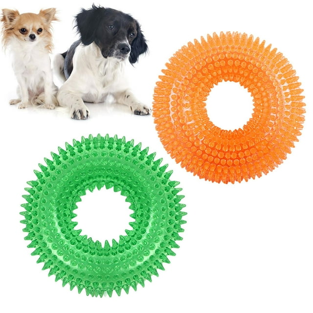 Pet Chew Toy Rubber - 2PCS Soft Squeaky Dog Biting Toy Puppy Tooth Cleaning Toy