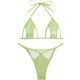 thumbnail image 1 of Conjunto de bikini metálico para mujer, traje de baño de microtriángulo, corte alto, tanga Verde lima M Verde lima M Xishao ropa, 1 of 2