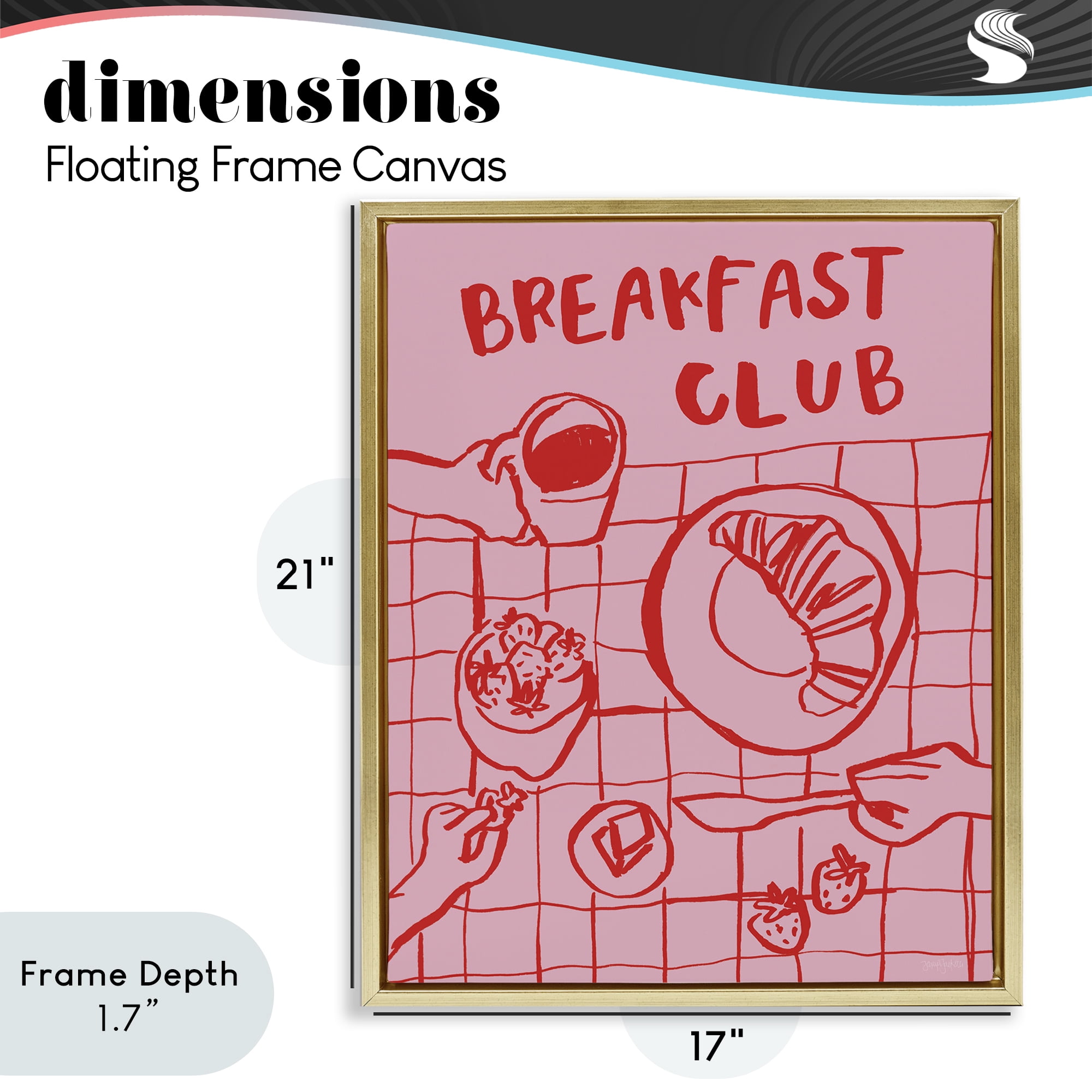 Stupell Industries Breakfast Club Doodles Gold Framed Floater Canvas Wall Art, design by Jenaya Jackson
