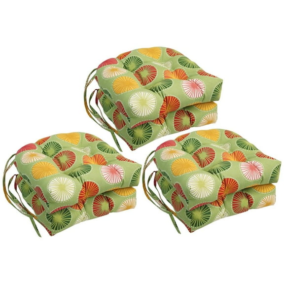 16-inch Spun Polyester Outdoor U-shaped Tufted Chair Cushions (Set of 6) 916X16US-T-6CH-OD-127