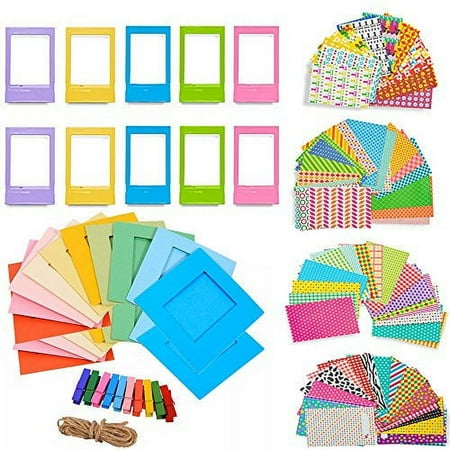 5 in 1 Giant Colorful Bundle Kit Accessories for Fujifilm Instax Mini 9/8 Camera - Assorted Accessory Pack of 120 Sticker Frames + 10 Plastic Desk Frames + 20 Hanging Frames + MORE