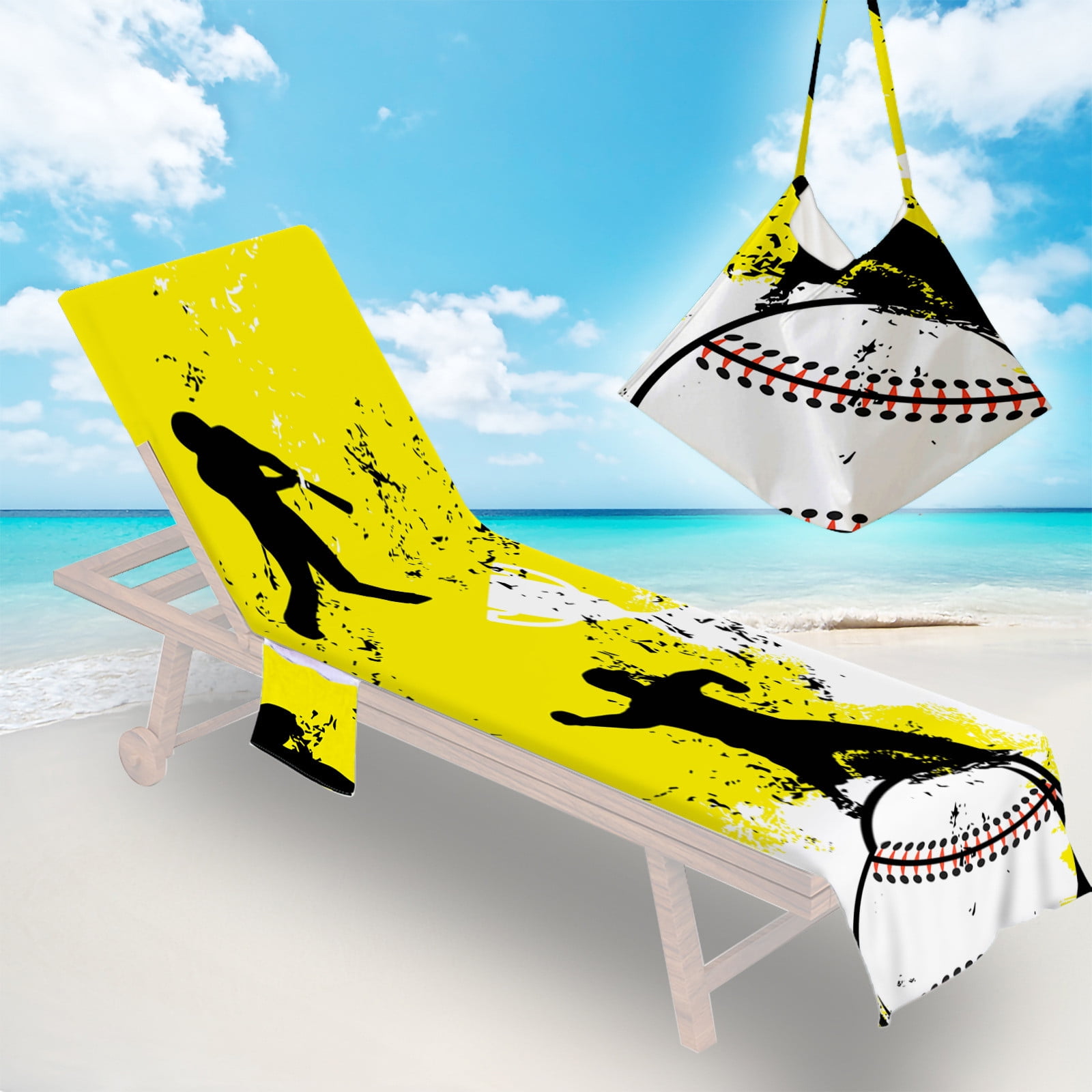 Boovnll Beach Towel, Beach Chair Cover with Side Pockets