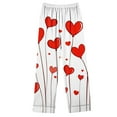 thumbnail image 5 of yoeyez Pajamas for Women 2 Piece Love Heart Printed Pajamas Sets Ladies Loungewear Button-Down Long Sleeve and Pant Pj Sets Soft Sleepwear White L, 5 of 6